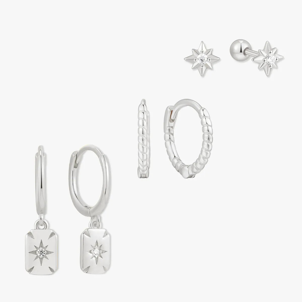 Celestial Charm Earring Set in Silver
