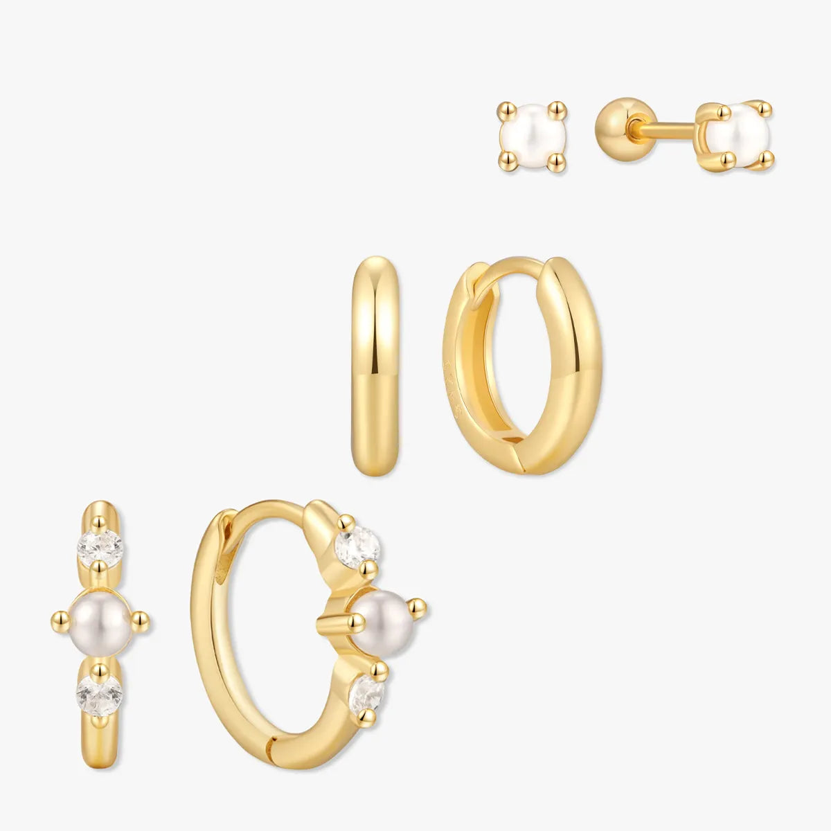 Everyday Pearl Hoop Set In Gold