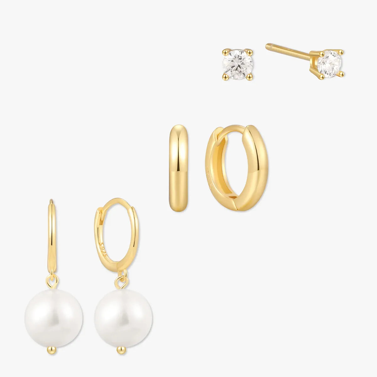 Pearl Everyday Hoop Set In Gold