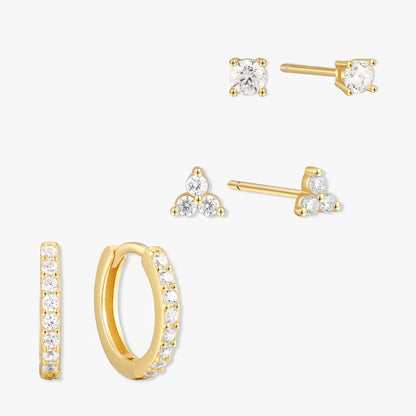 Essential Crystal Earring Set in Gold