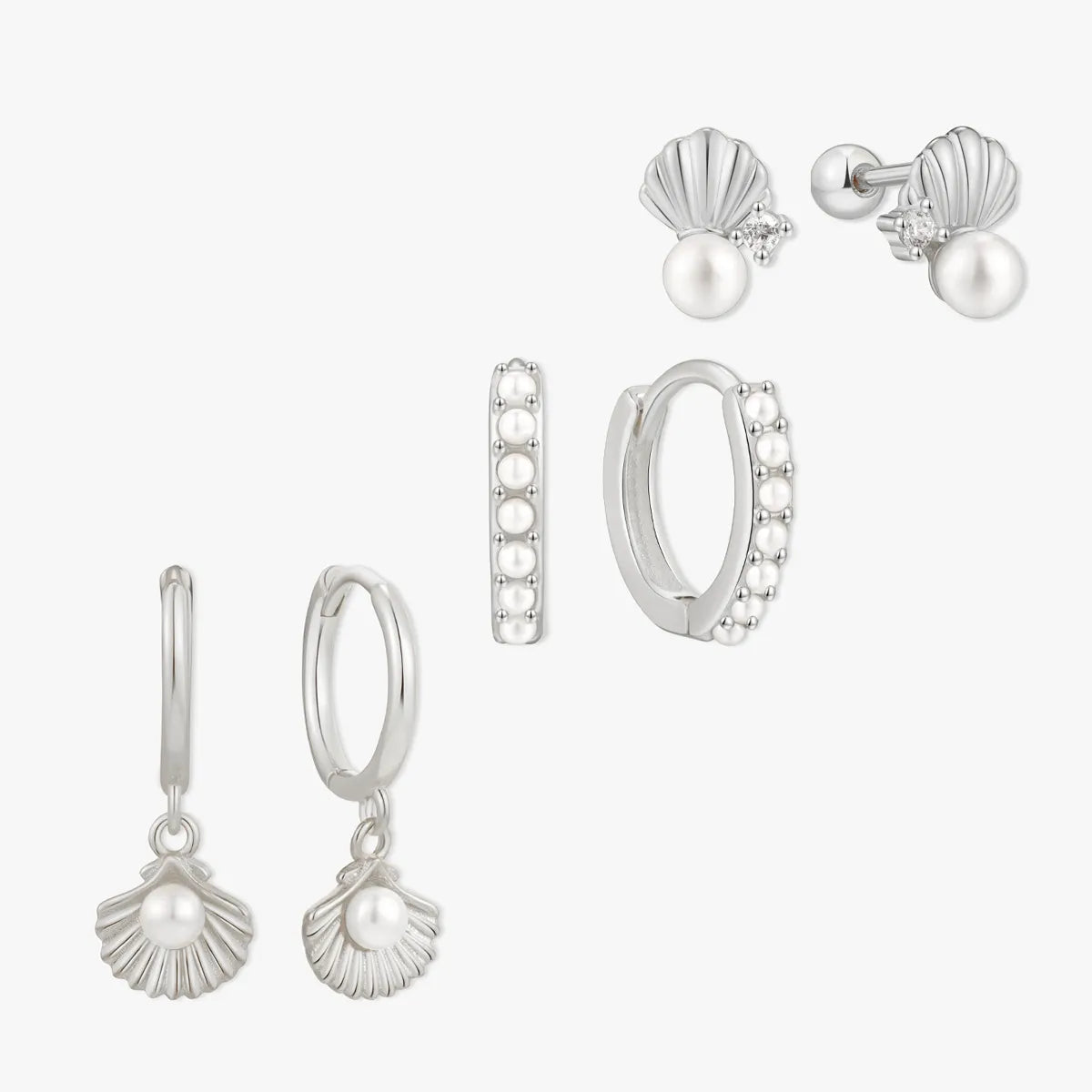 Chic Coastal Dangle Set In Silver