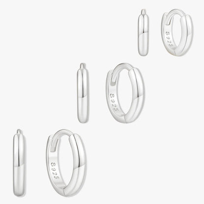 Everyday Dainty Huggie Hoops Set in Silver