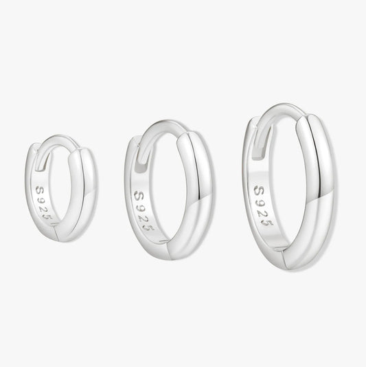 Everyday Dainty Huggie Hoops Set in Silver
