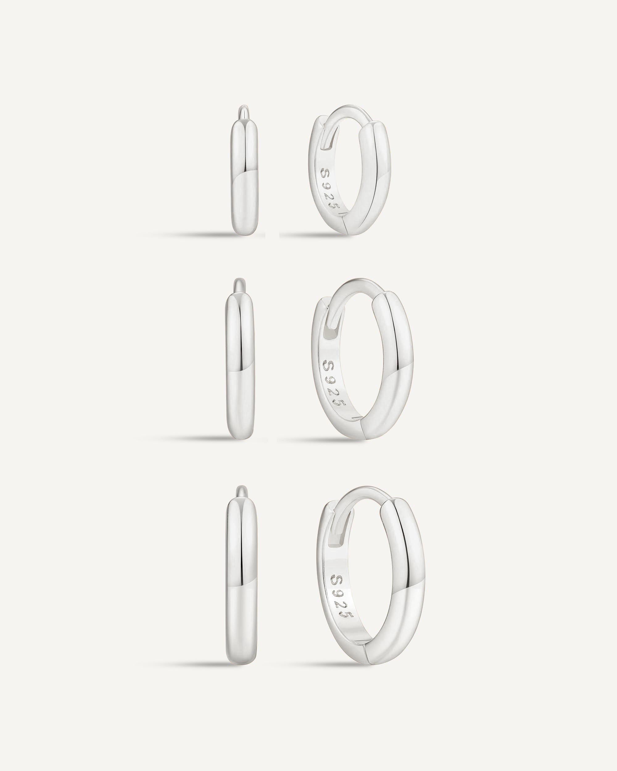 Everyday Dainty Huggie Hoops Set in Silver