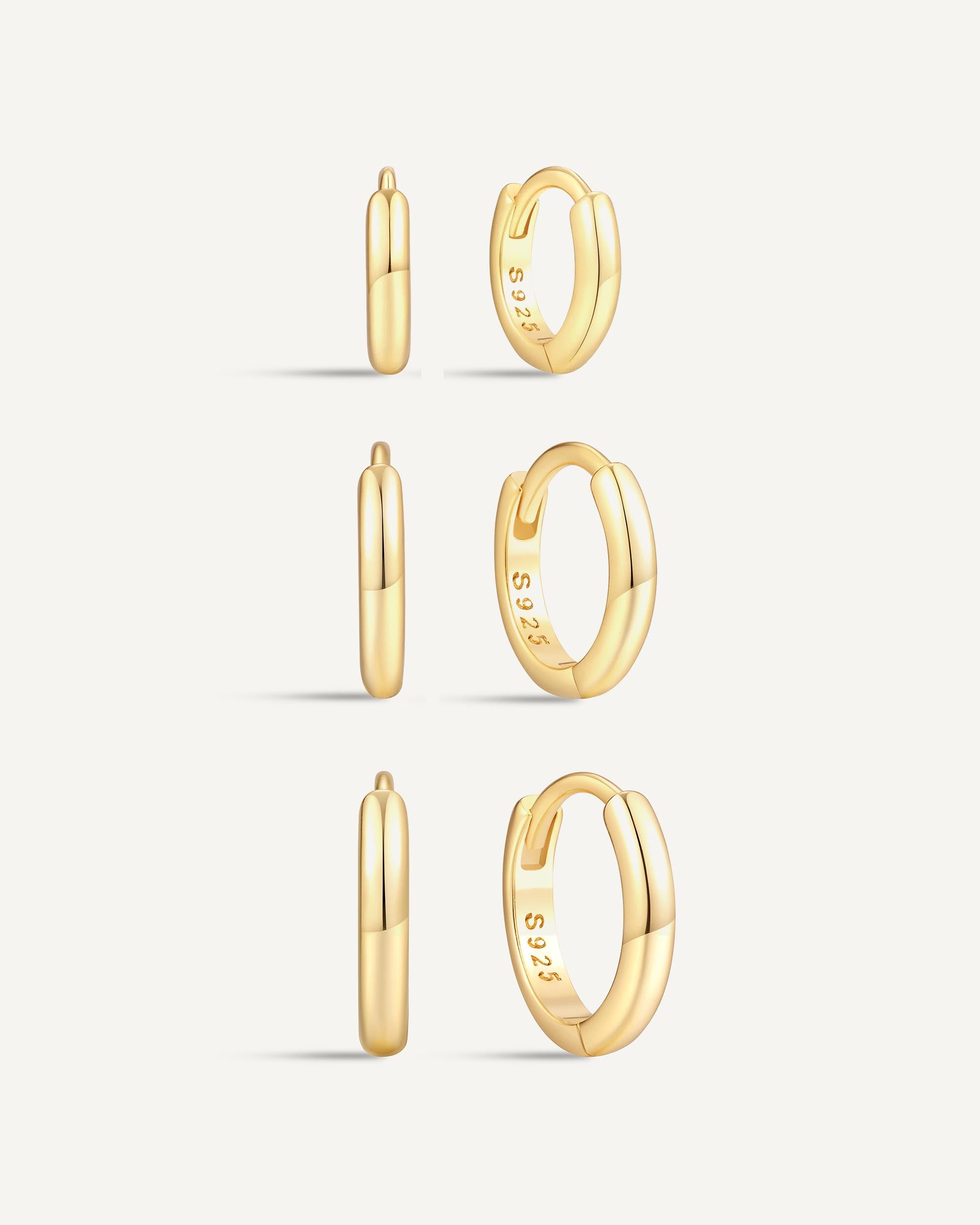 Everyday Dainty Huggie Hoops Set in Gold
