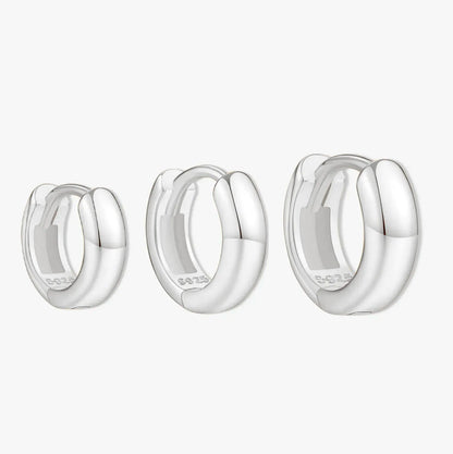 Chunky Bold Huggie Hoops Set in Silver