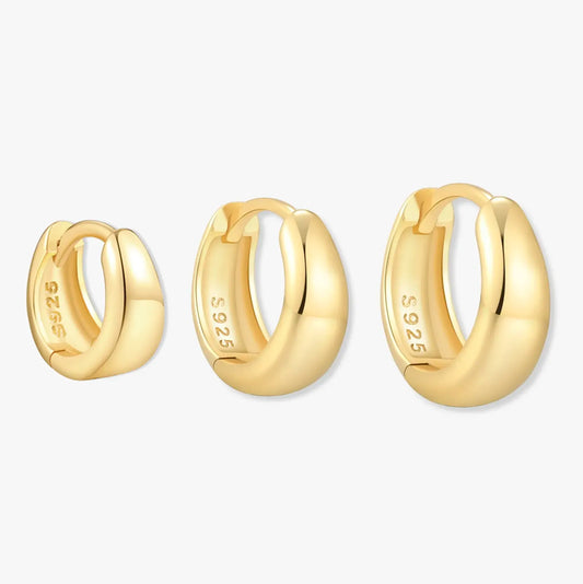Tapered Huggie Hoops In Gold
