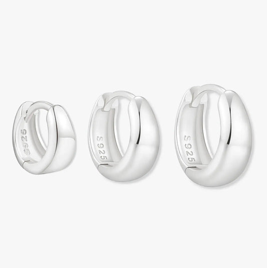 Tapered Huggie Hoops In Silver