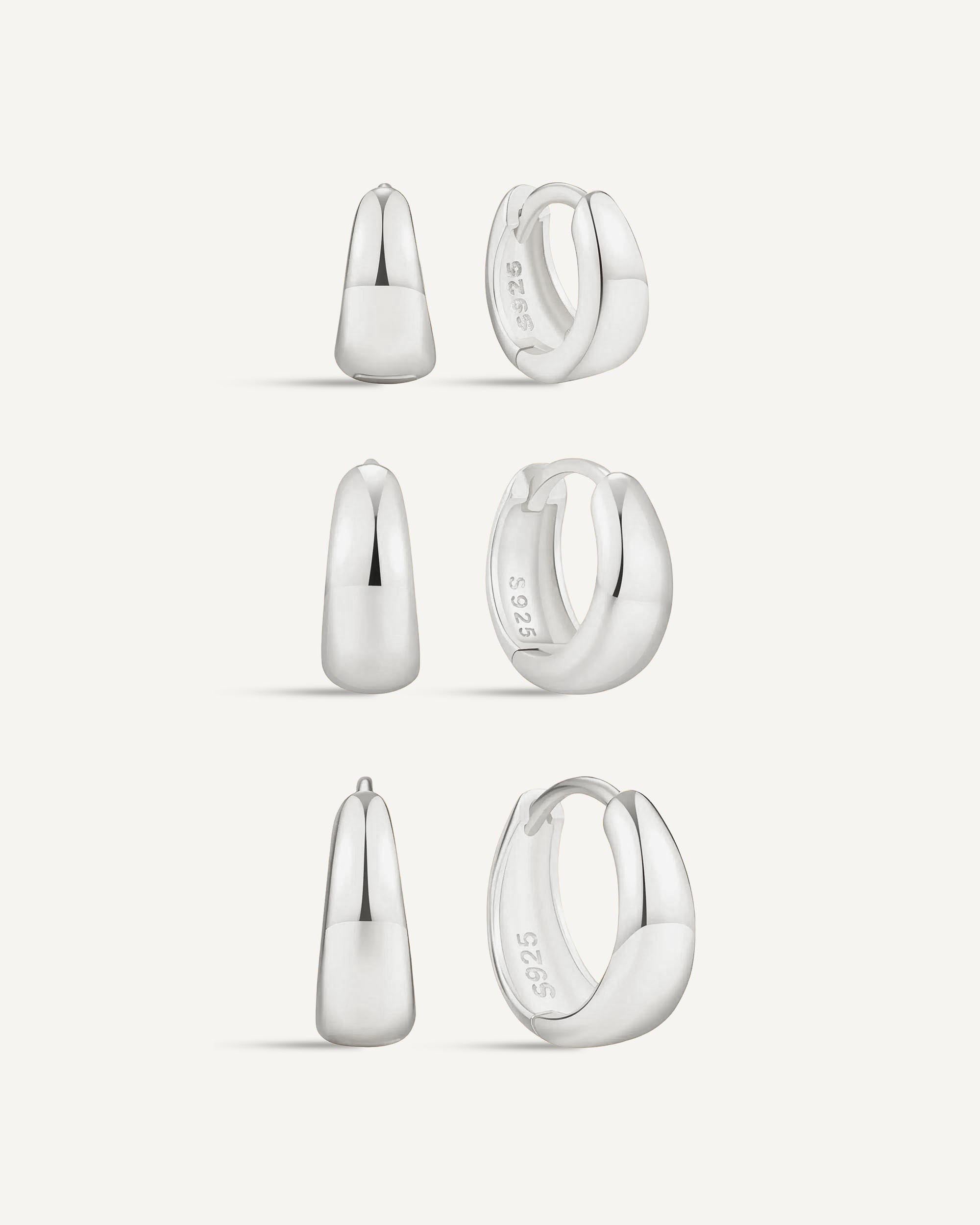 Everyday Tapered Huggies Set in Silver