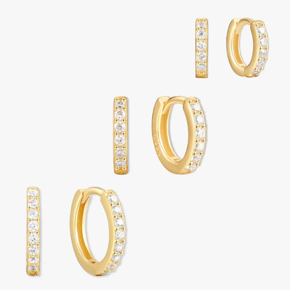 Crystal Paved Huggies Set in Gold