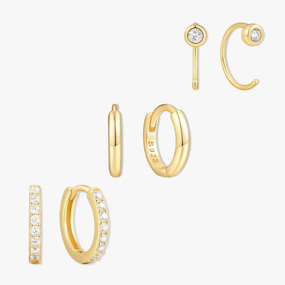 Essential Hoops Set with Crystals In Gold