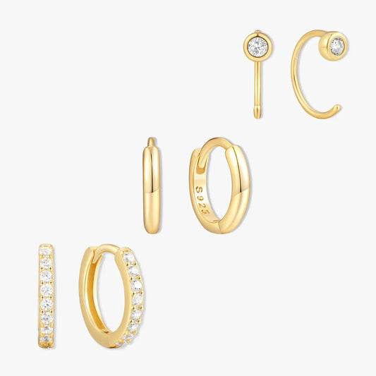 Essential Hoops Set with Crystals In Gold