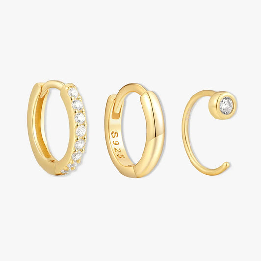 Essential Hoops Set with Crystals In Gold