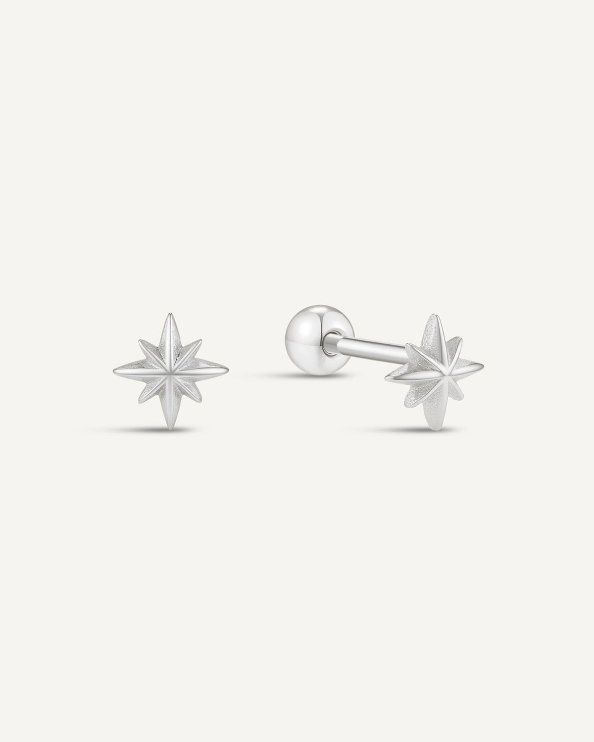 Starburst Barbell Studs in Silver