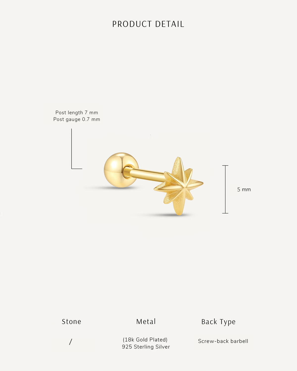 Starburst Barbell Studs in Gold