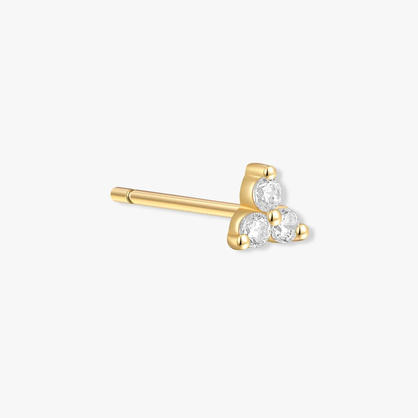 Triple Crystal Piercing Studs In Gold