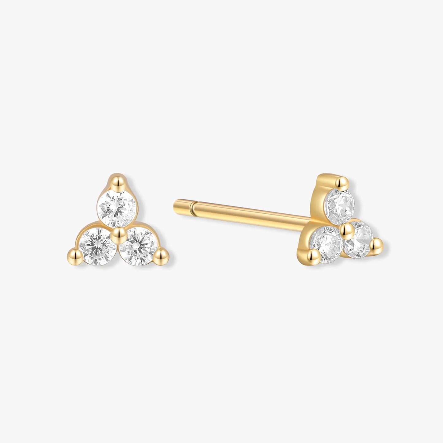 Triple Crystal Piercing Studs In Gold