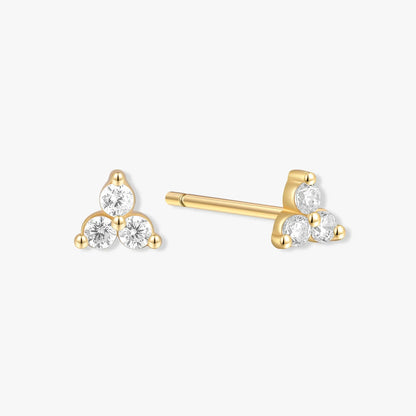 Triple Crystal Piercing Studs In Gold