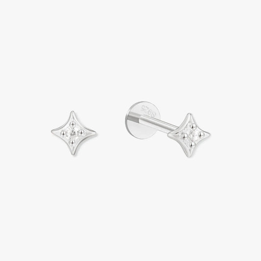 Cosmic Star Flat Back Studs in Silver