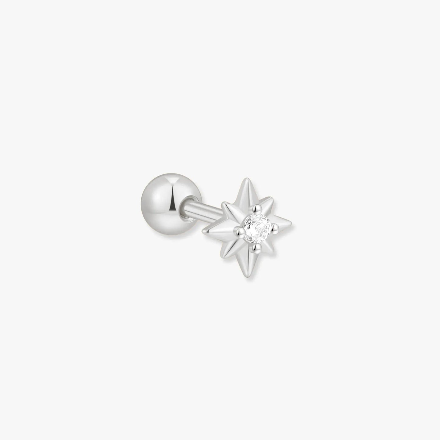 Starburst Helix Barbell Stud in Silver