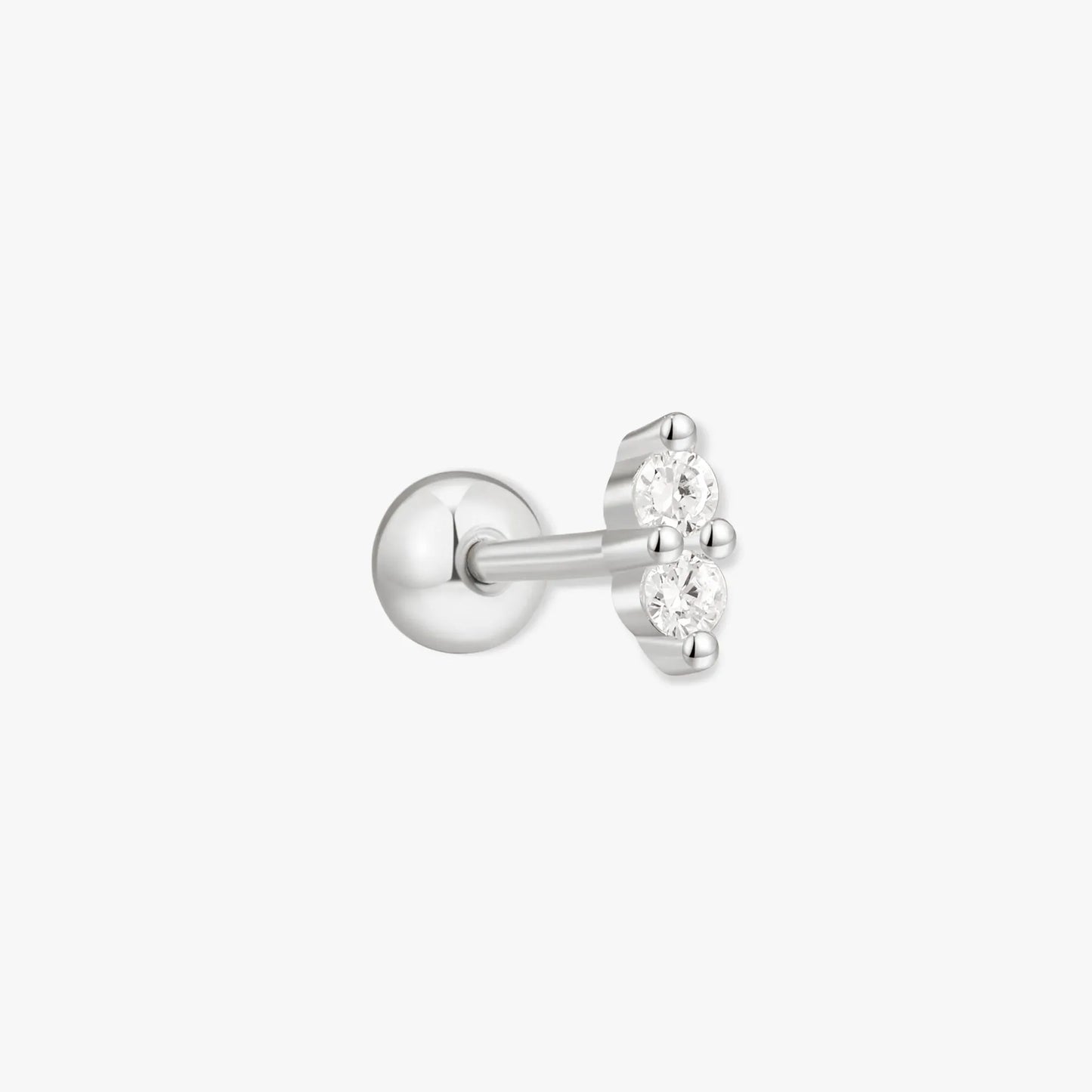 Duo Helix Crystal Barbell Stud In Silver