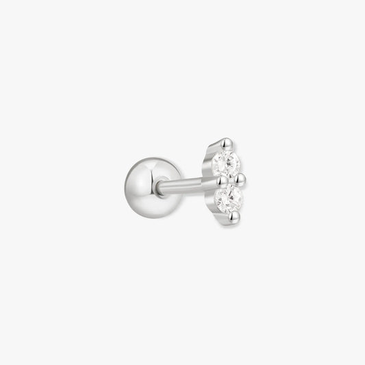 Duo Helix Crystal Barbell Stud In Silver
