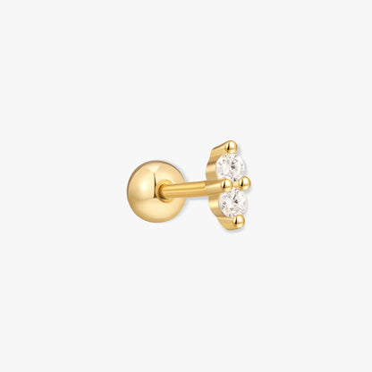 Duo Helix Crystal Barbell Stud In Gold