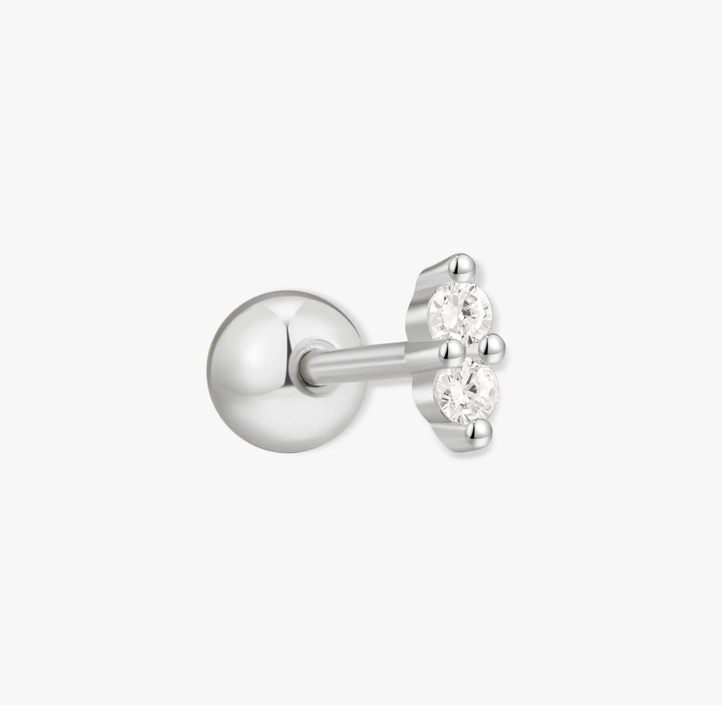 Duo Crystal Barbell Studs In Silver