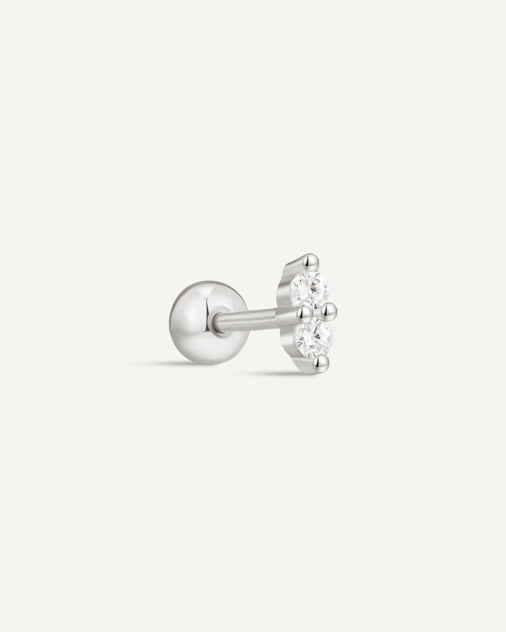 Duo Helix Crystal Barbell Stud In Silver