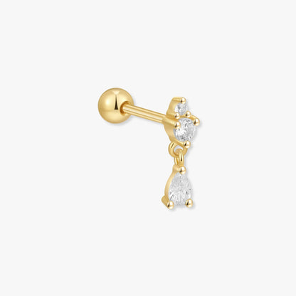 Crystal Teardrop Barbell Studs In Gold