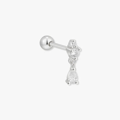 Crystal Teardrop Barbell Studs In Silver