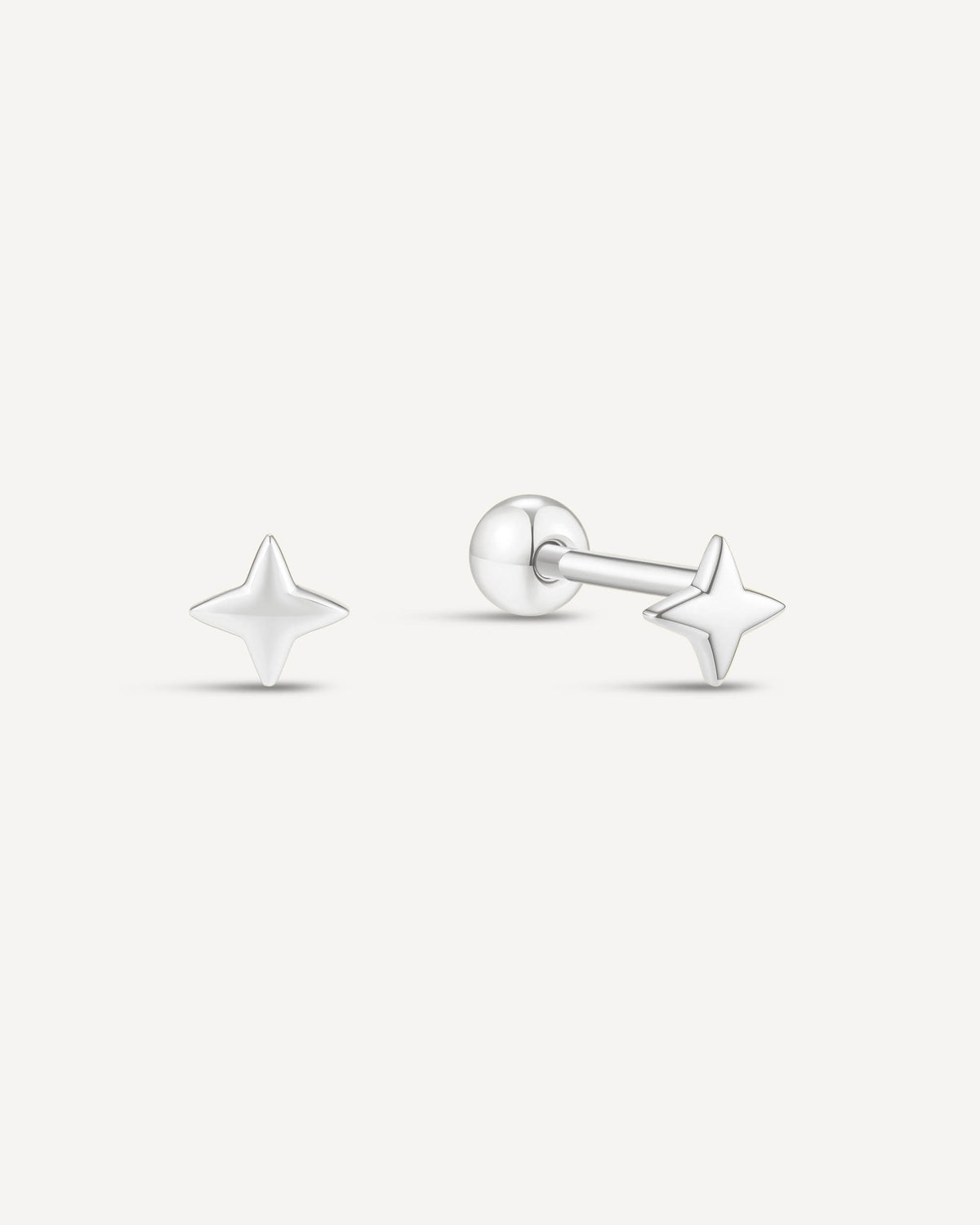 Plain Star Barbell Studs In Silver