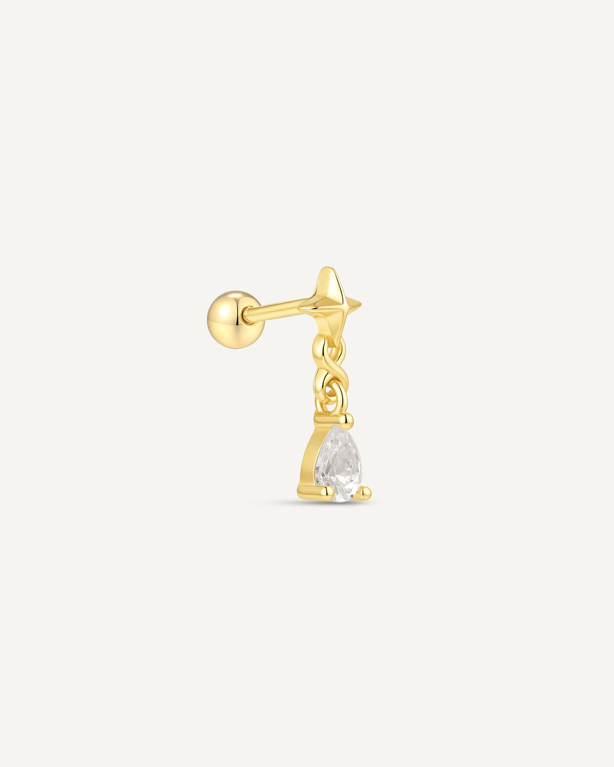 Star Teardrop Chain Barbell Studs In Gold