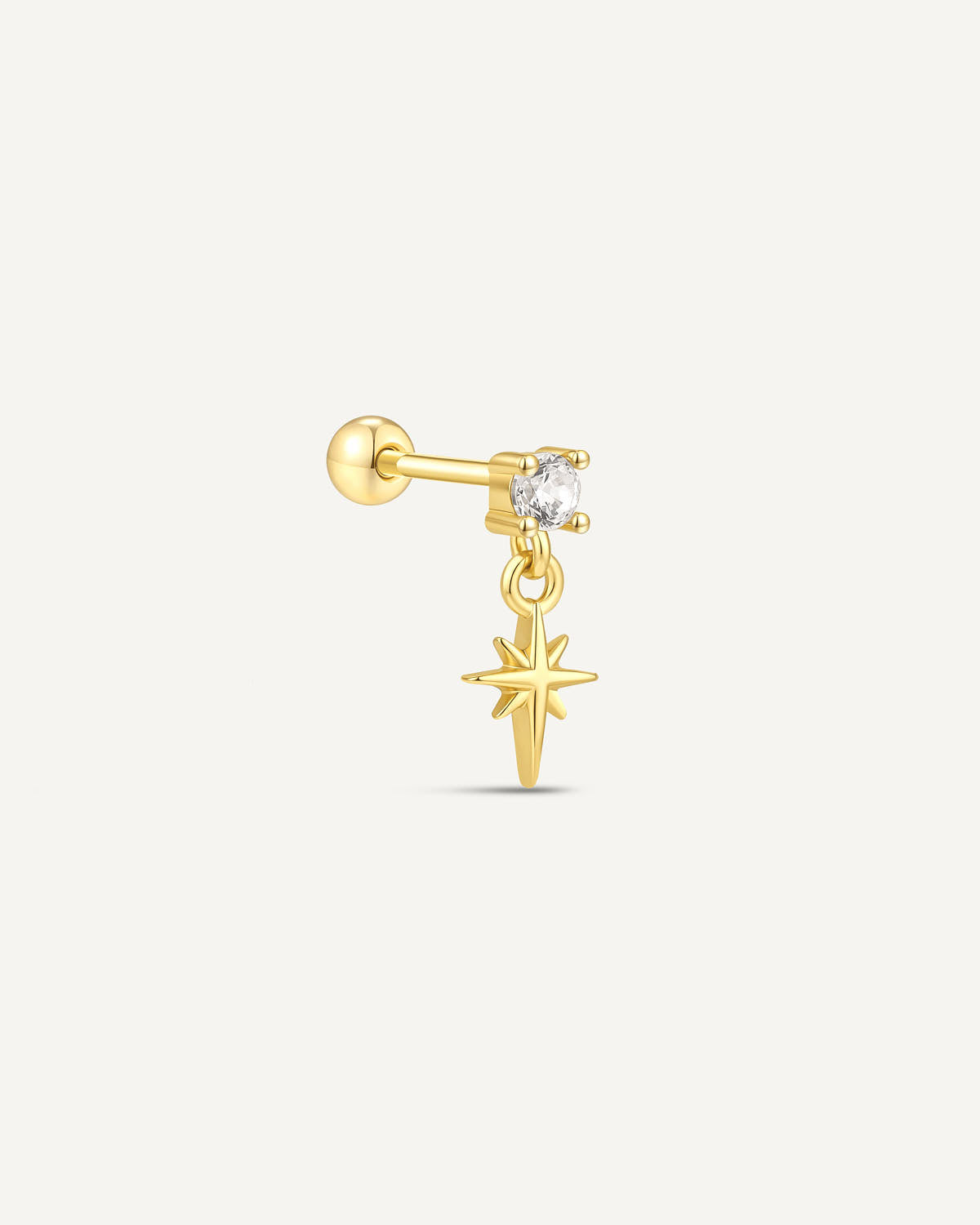 Crystal Star Drop Barbell Studs In Gold
