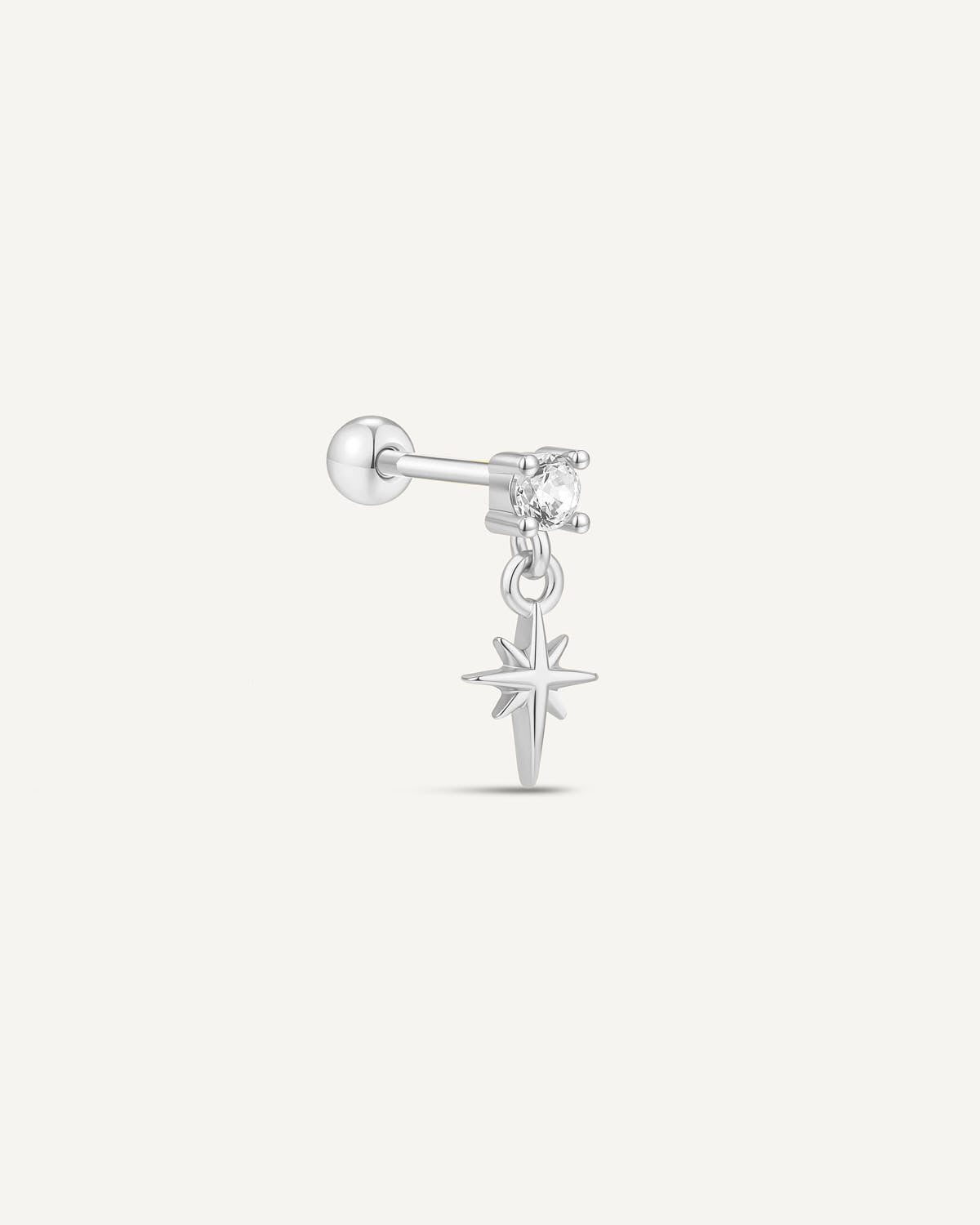 Crystal Star Drop Barbell Studs In Silver