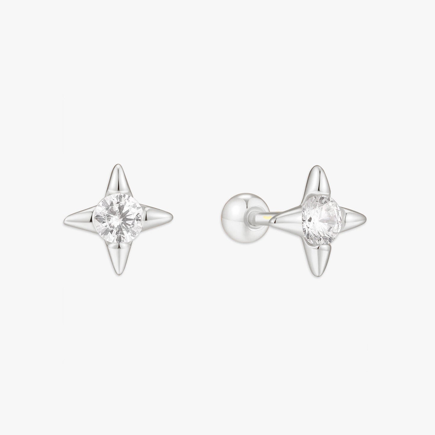 North Star CZ Barbell Studs in Silver