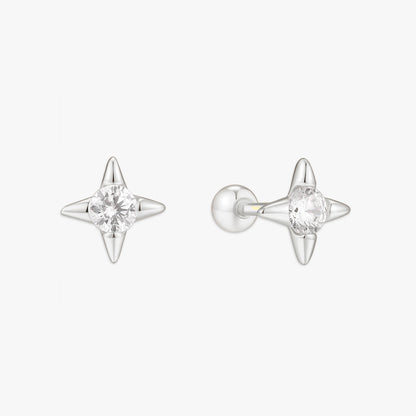 North Star CZ Barbell Studs in Silver