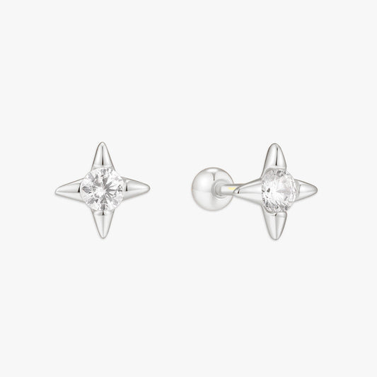 North Star CZ Barbell Studs in Silver