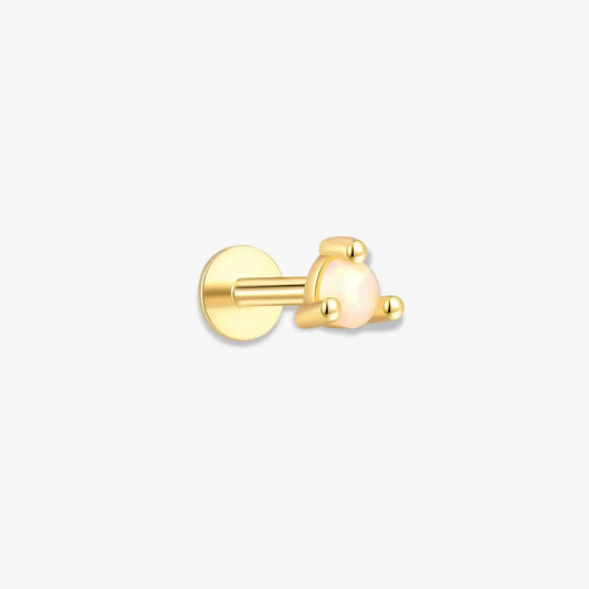 Round Helix Opal Flat Back Stud In Gold