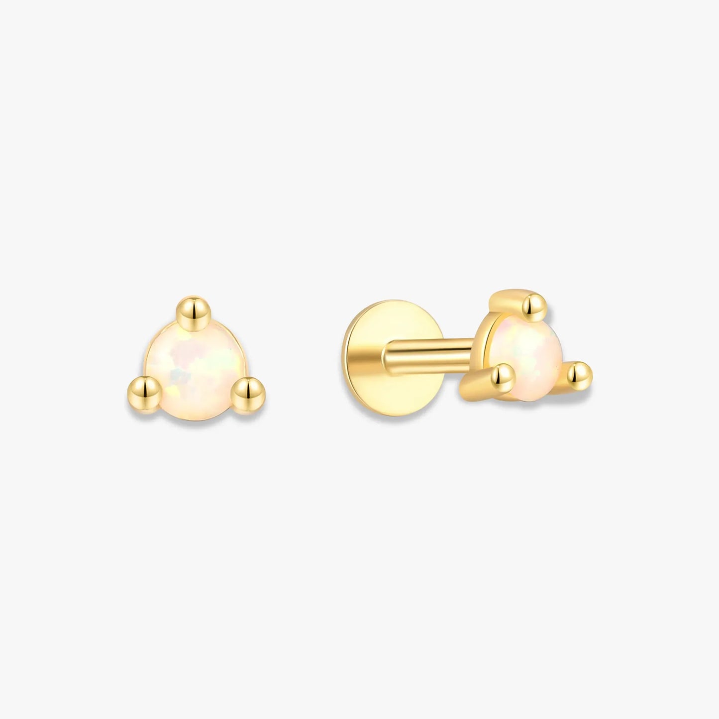 Round Opal Flat Back Studs In Gold