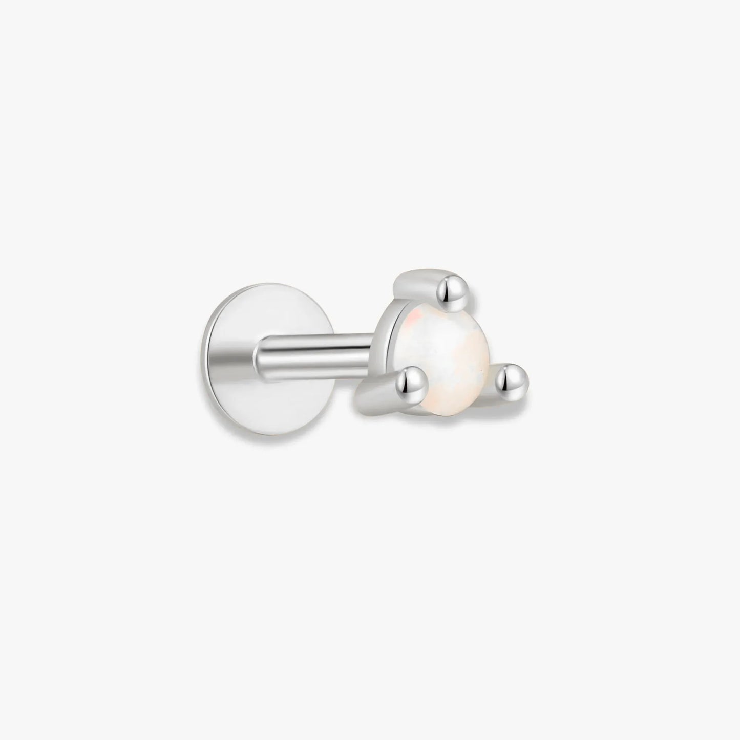 Round Opal Flat Back Studs In Silver