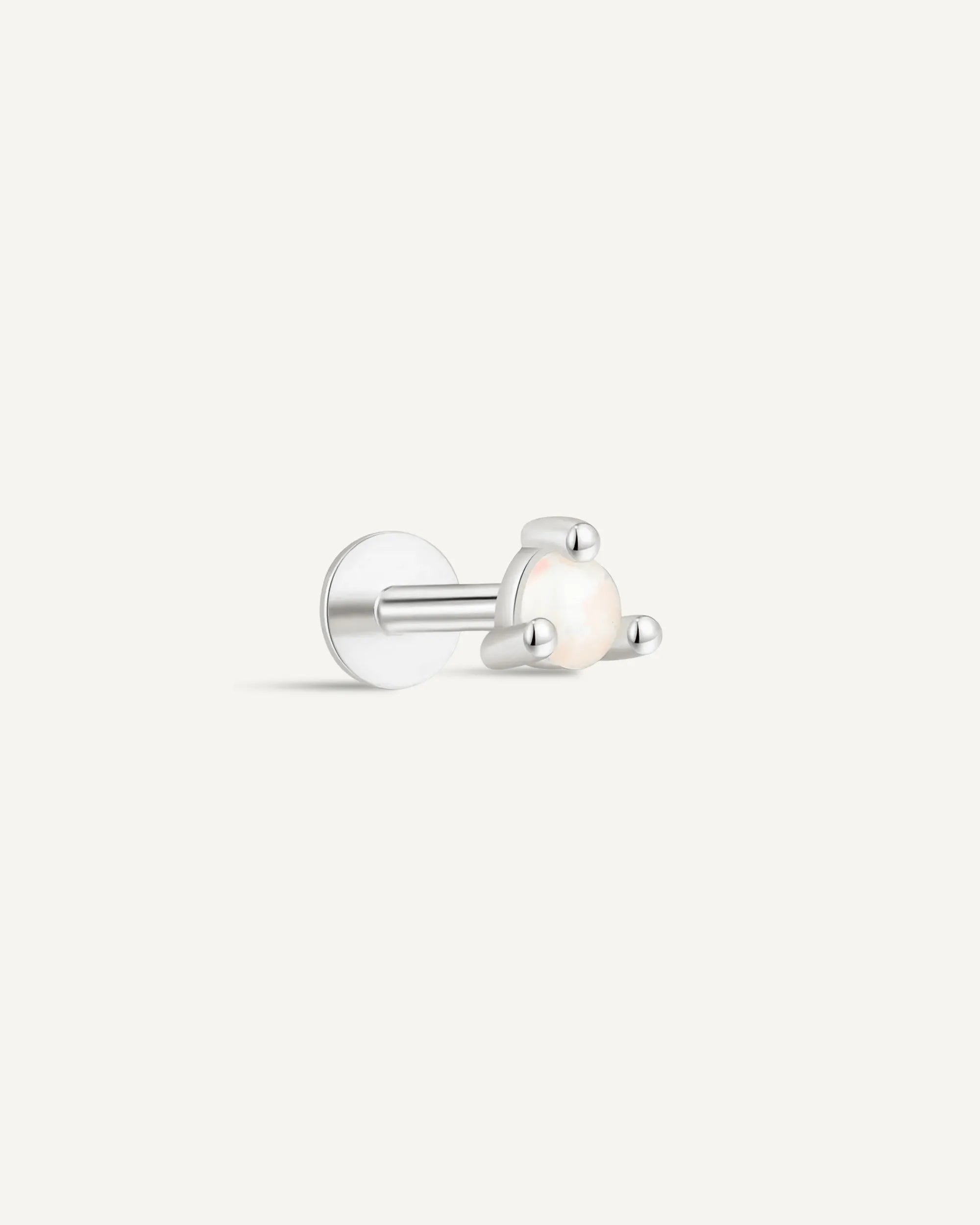 Round Helix Opal Flat Back Stud In Silver