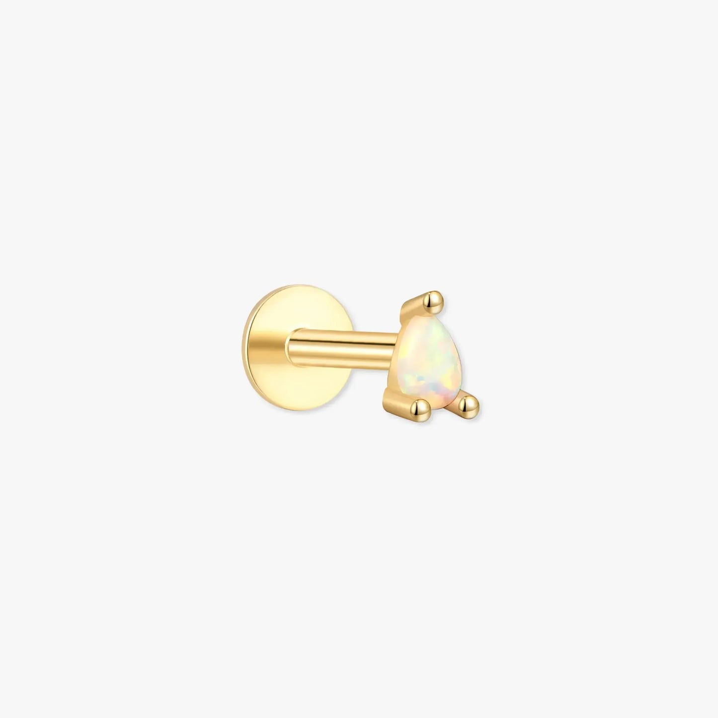 Teardrop Helix Opal Flat Back Stud In Gold