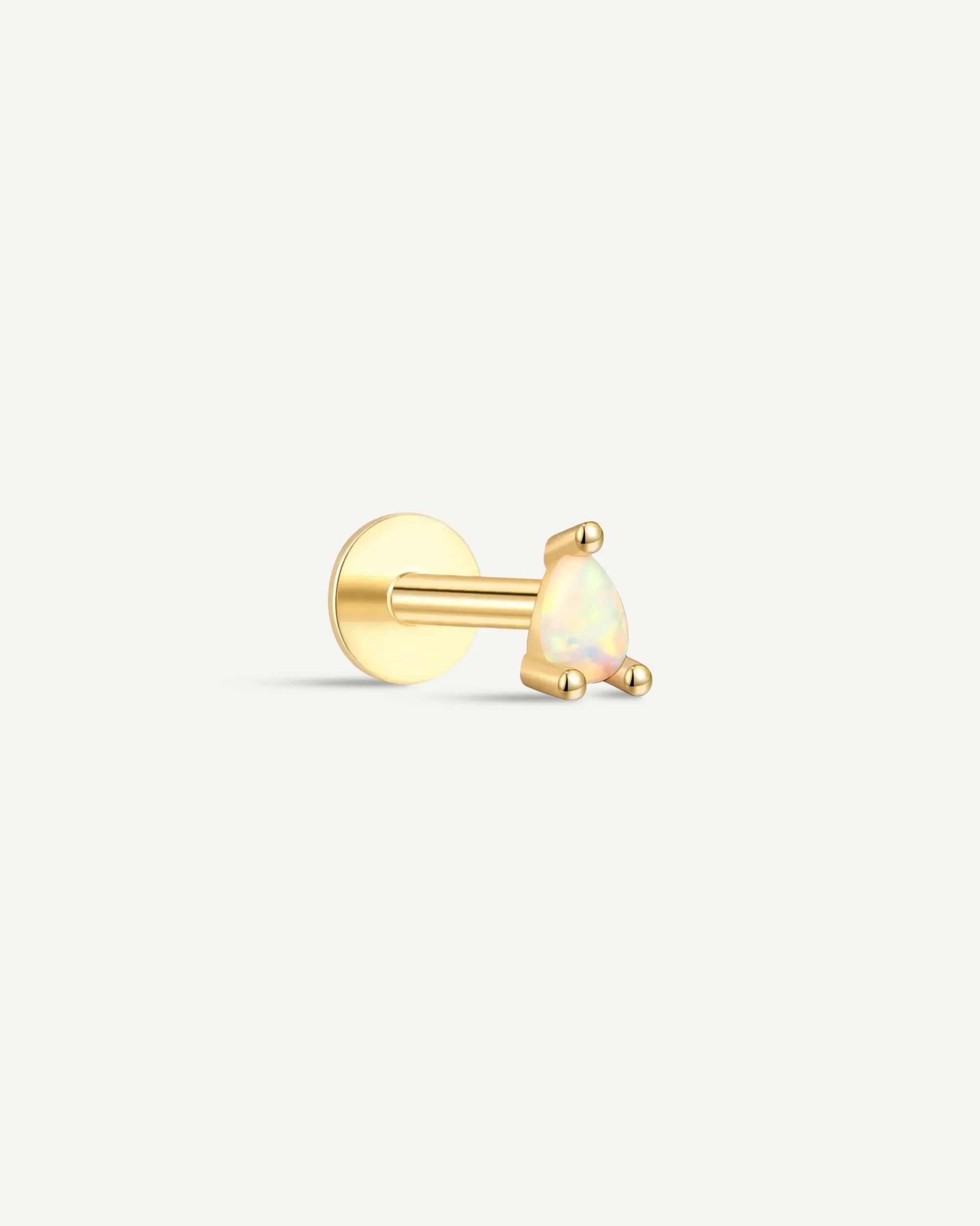 Teardrop Helix Opal Flat Back Stud In Gold