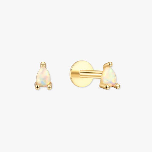 Teardrop Opal Flat Back Studs In Gold