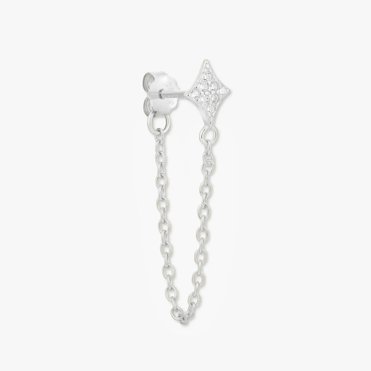 Starburst Chain Stud Earrings In Silver