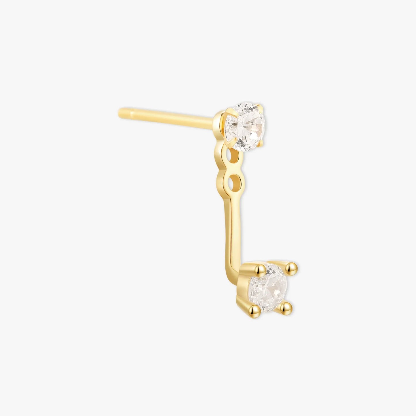 Crystal Ear Jacket Stud Earrings In Gold