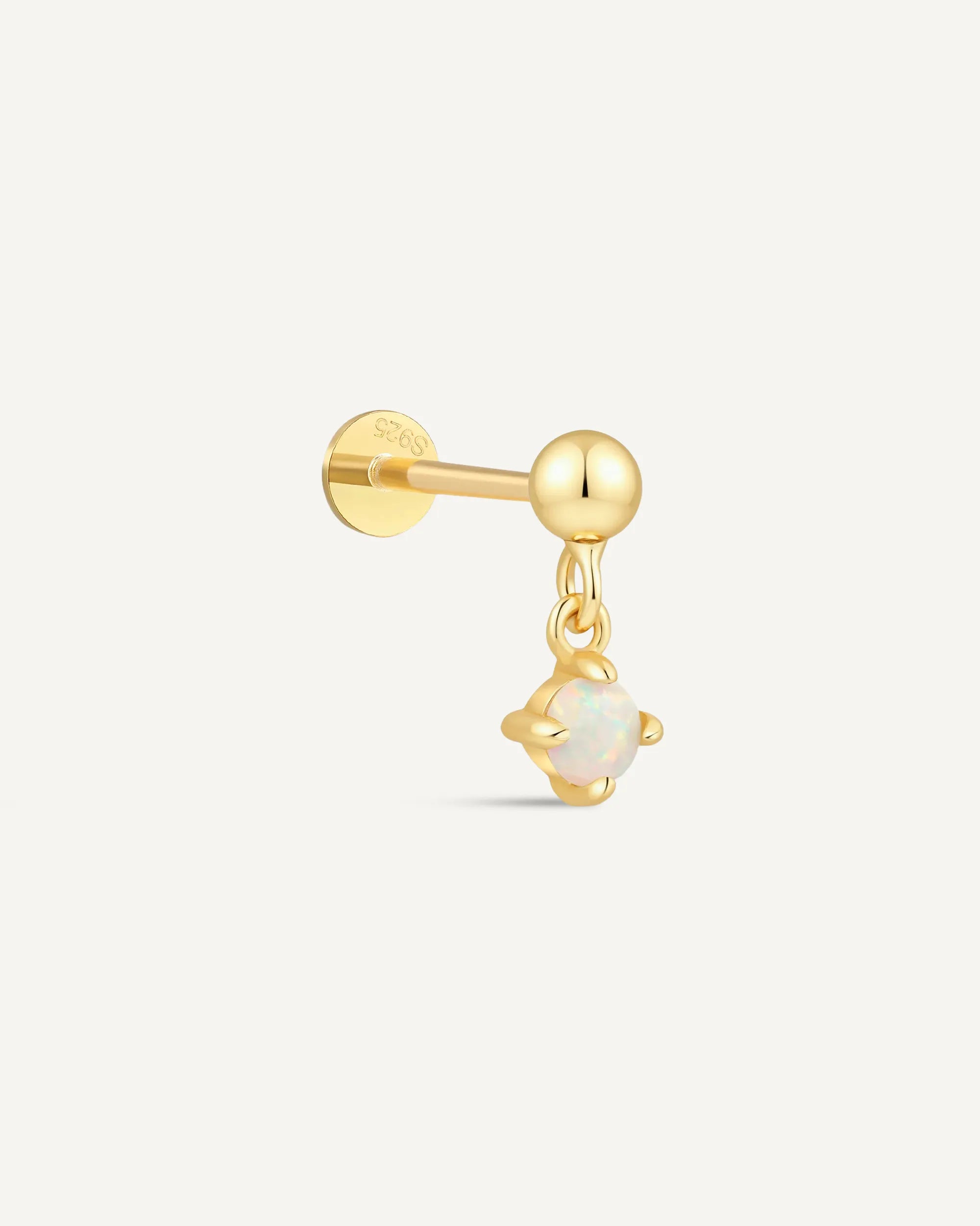 Opal Drop Flat Back Stud In Gold