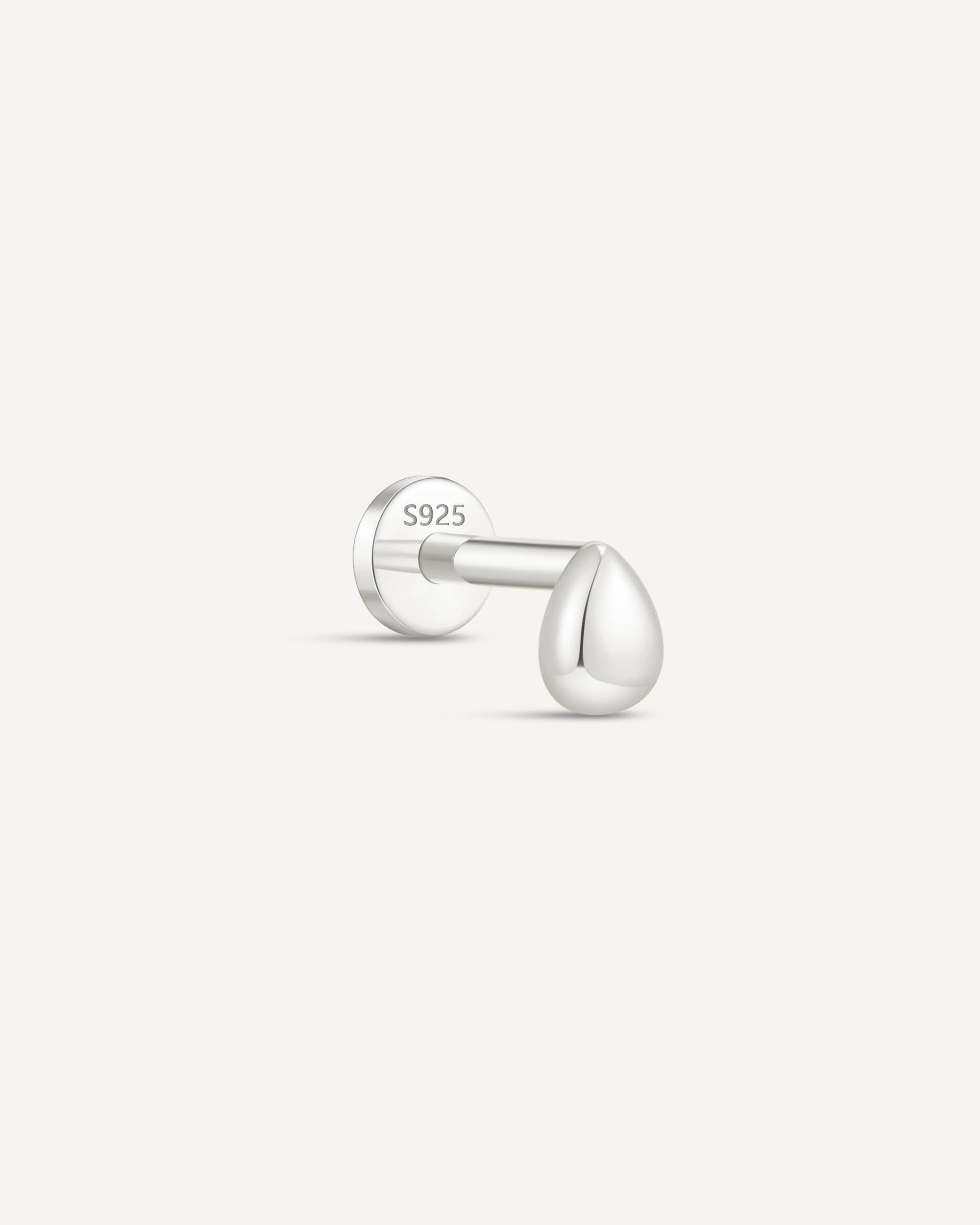 Teardrop Flat Back Stud In Silver