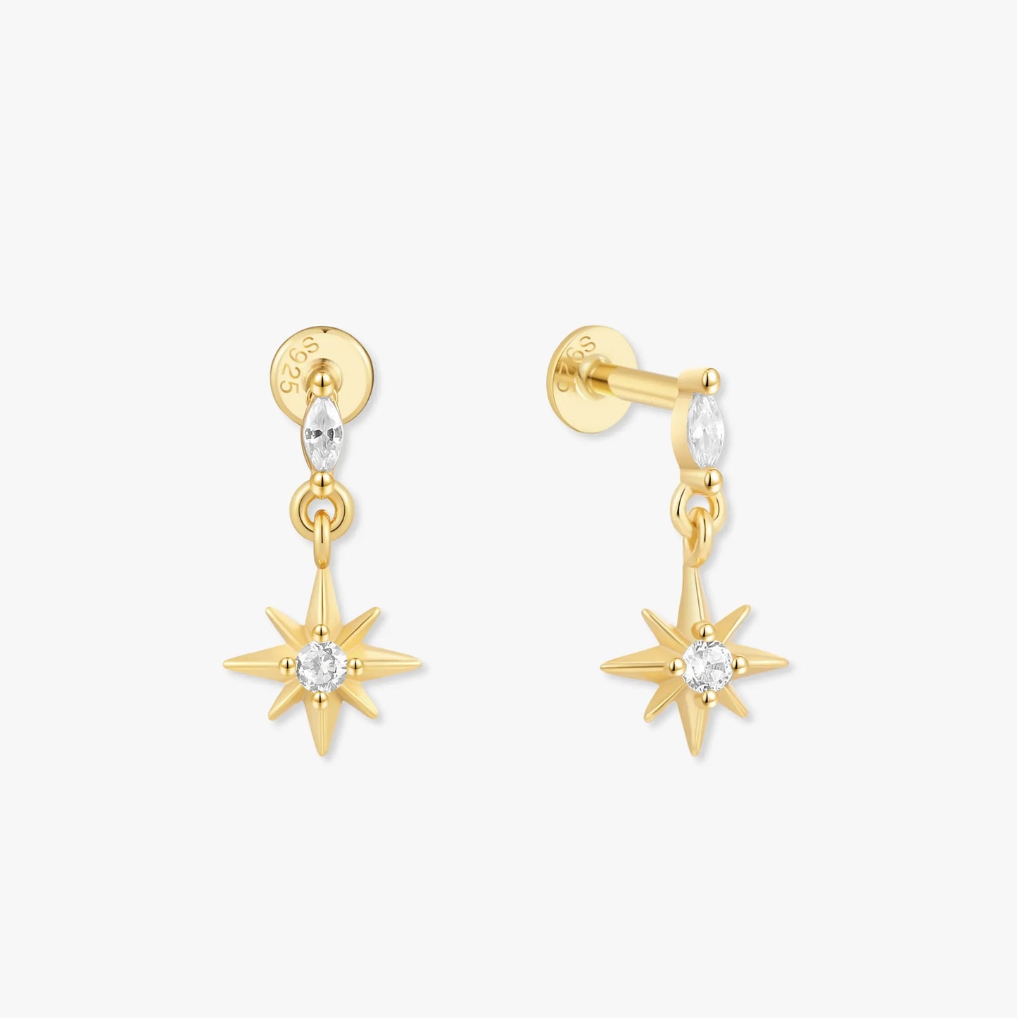 Twilight Star Flat Back Studs in Gold